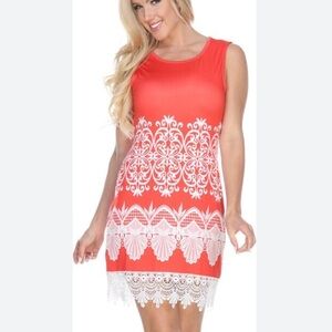 WHITE MARK Red DIEM Sleeveless Lace Hemline Dress NWOT